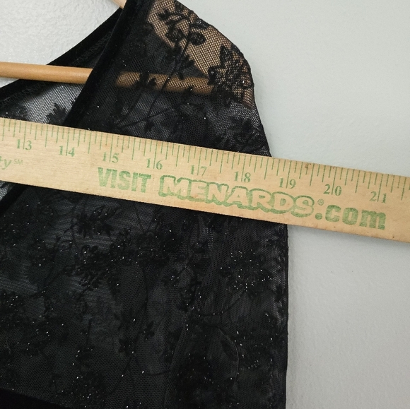 Robbie Bee Dress Womens Black Witchy Goth Whimsigoth Maxi Velour Sheer Sz 12 - Picture 11 of 12